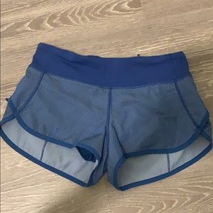 Blue Lululemon running shorts
